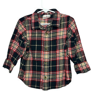 Hanna Andersson Toddler Boys 100% Cotton Flannel Plaid Shacket Top Size 3